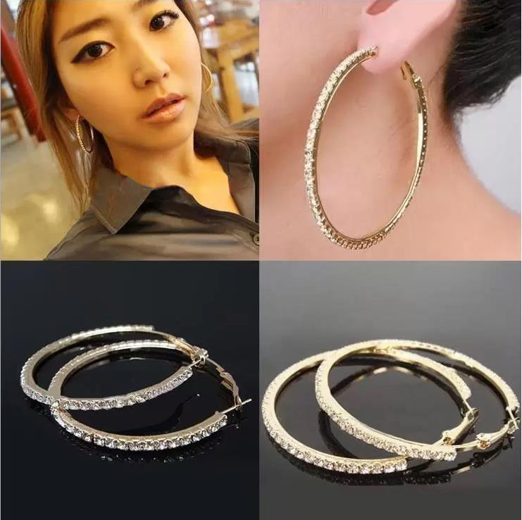 Designer Hoop Earrings 10Pairs/Lot 18K Gold Plated/Silver Plated Circle 5CM Elegant Big Earrings Jewelry Gifts Women Trendy diamond Crystal