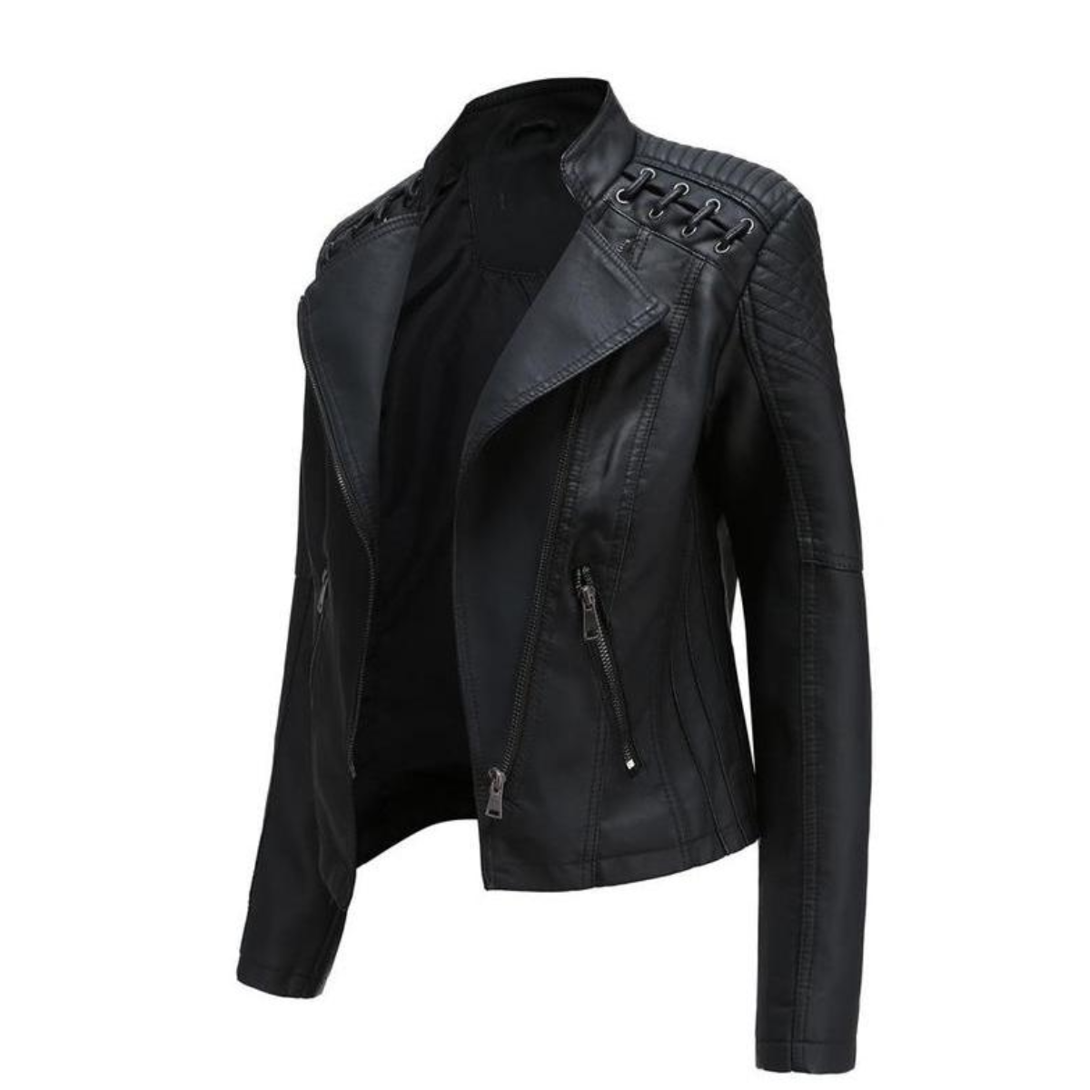 Women's Leather Short Jackets Slim Fit Thin PU Leather Motorcycle Clothing for Ladies Spring and Autumn