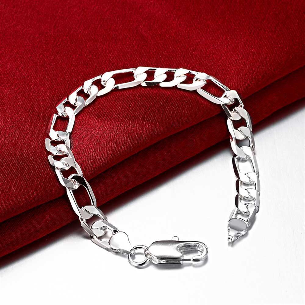 Men  Chain Bracelet Plated  Silver Cuff BanglesFine Jewelry 8 Inch Sideways  Bracelet for Men  Women Party Gifts Wedding Fashion Jewelry