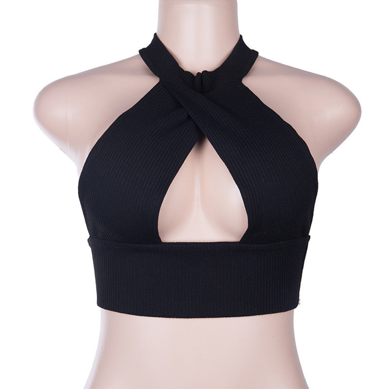 Pure Color Cotton Pit Sexy Collar Breast Chest Wrapped Chest Spring and Summer Women's Clothing