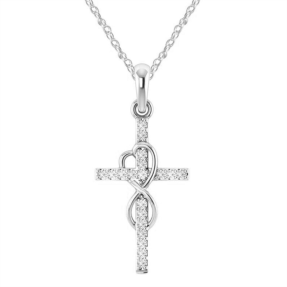 Classic Women Crystal Cross Necklace For Women fASHION Heart Infinity Pendant Necklace Religious Jewelry Christian Baptism Gift