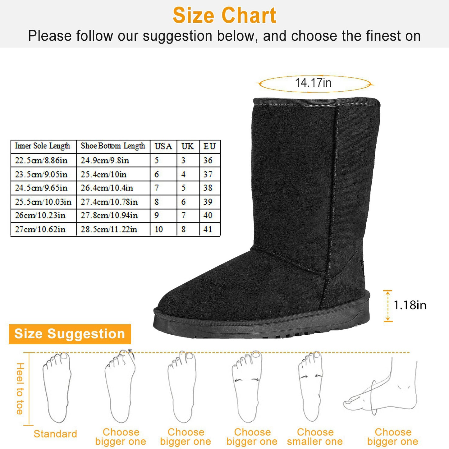 Women Ladies Snow Boots Waterproof Faux Suede Mid-Calf Boots Fur Warm Lining Shoes