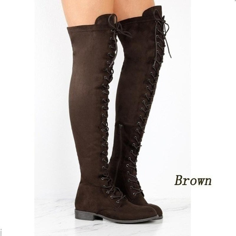 Fashion Women Boots Spring Winter Over The Knee Heels Boots Flock Long Comfort Square Botines Mujer Thigh High Boots 2022 new