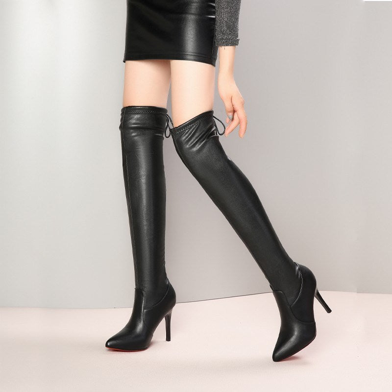 Women Boots Shoes High Heels Red Bottom Over the knee Boots Leather Fashion Beauty Ladies Long Boots Size fr5