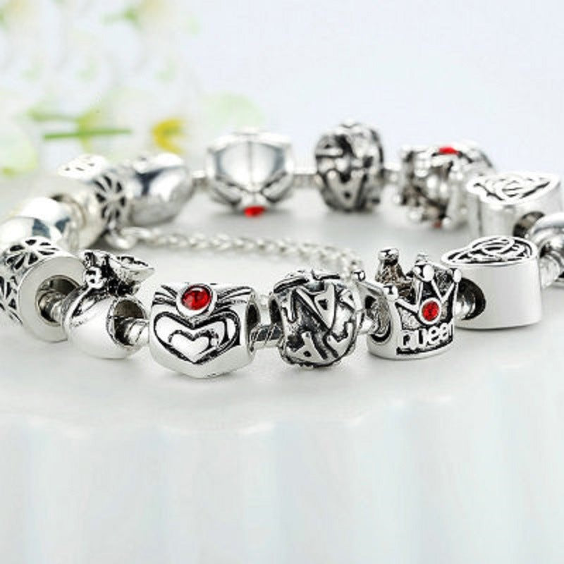 Chain Bracelet Charm Bracelet Enameled Flower Silver Plated The World of Love European Style Snake Gifts for Teen Girls