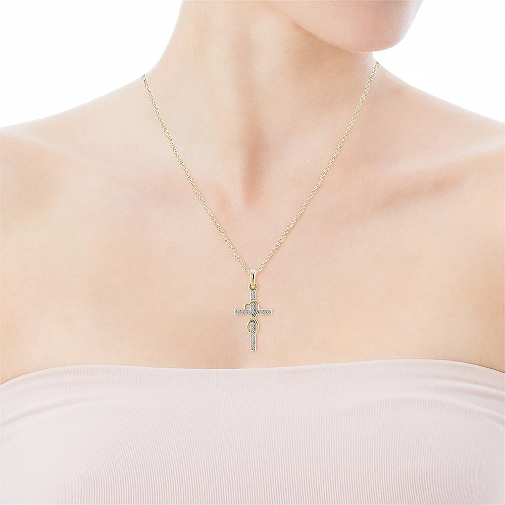 Classic Women Crystal Cross Necklace For Women fASHION Heart Infinity Pendant Necklace Religious Jewelry Christian Baptism Gift