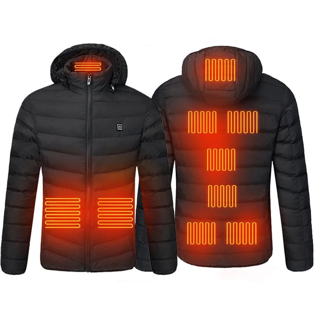 Men 9 Areas Heated Jacket USB Winter Outdoor Electric Heating Jackets Warm Sprots Thermal Coat Clothing Heatable Cotton jacket