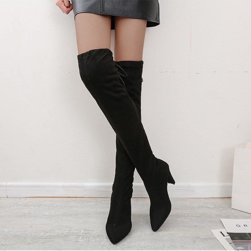 Over the Knee Boots Women New Design Fur Warm Winter Shoes Women Fashion High Heel Thigh High Boots Long Woman Footwear