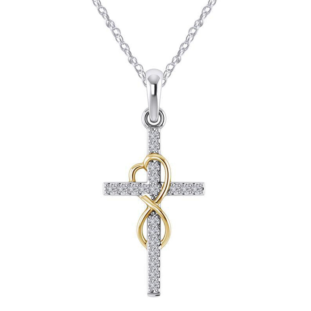 Classic Women Crystal Cross Necklace For Women fASHION Heart Infinity Pendant Necklace Religious Jewelry Christian Baptism Gift