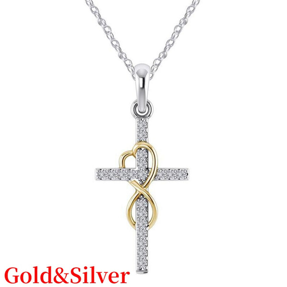 Classic Women Crystal Cross Necklace For Women fASHION Heart Infinity Pendant Necklace Religious Jewelry Christian Baptism Gift