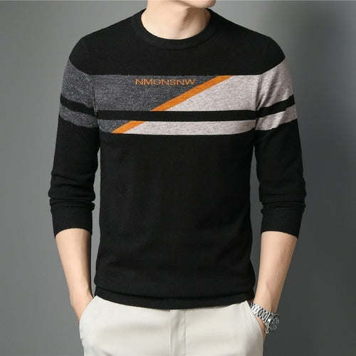 Coodrony Brand Knitted O-neck Sweater Men Clothing Autumn Winter New