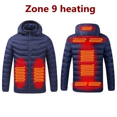 Men 9 Areas Heated Jacket USB Winter Outdoor Electric Heating Jackets Warm Sprots Thermal Coat Clothing Heatable Cotton jacket