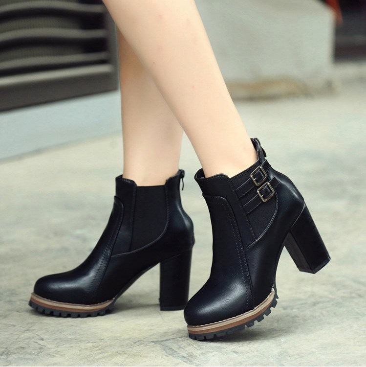 New Women Boot Autumn Winter Short Boots Women High Heel Shoes Boots Women Ankle Boots Black Women Shoes 567