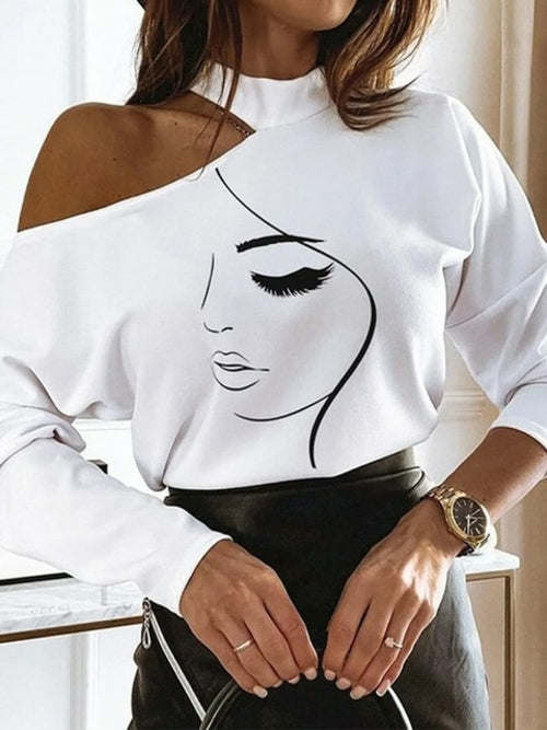 Fashion Woman TOP 2022 Y2k Clothes Geometric Print Long Sleeves Cold