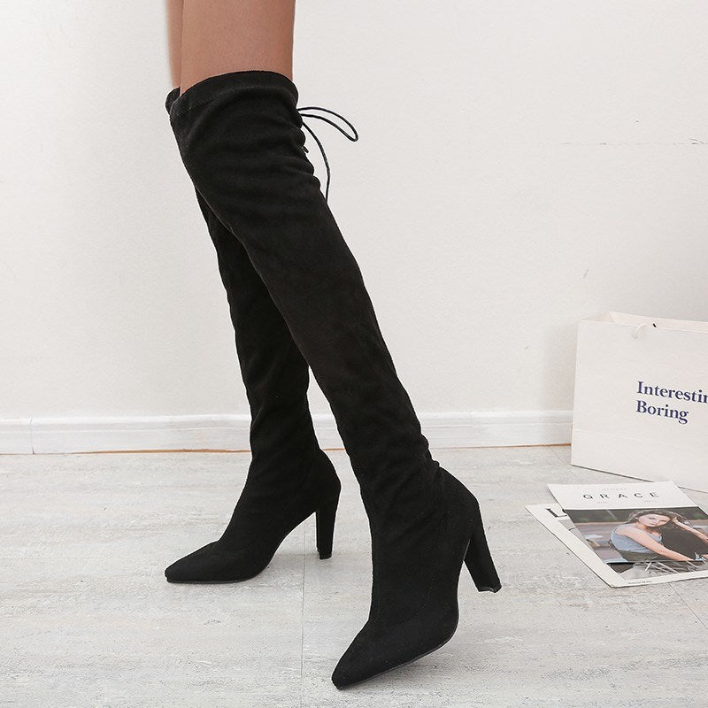 Over the Knee Boots Women New Design Fur Warm Winter Shoes Women Fashion High Heel Thigh High Boots Long Woman Footwear