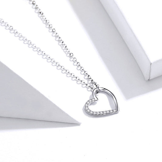 925 Sterling Silver The shape of love Chain Necklace for Women Fine Jewelry 18.11'' Collar