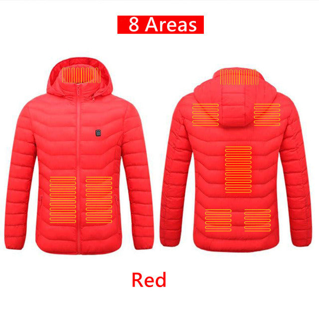 Men 9 Areas Heated Jacket USB Winter Outdoor Electric Heating Jackets Warm Sprots Thermal Coat Clothing Heatable Cotton jacket