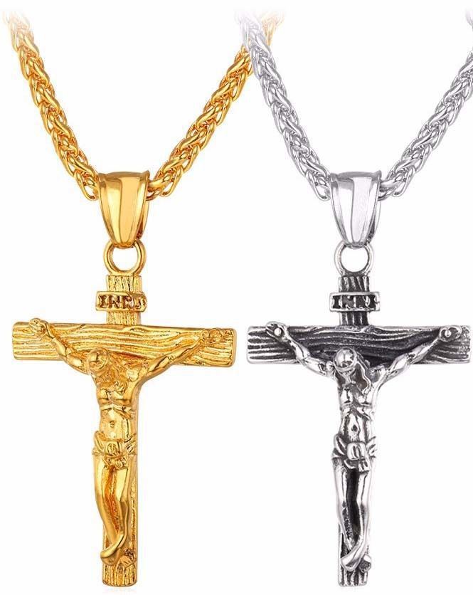 Fashion Men's Jesus Cross Necklace Cross Jewelry Gold Plated Pendant Classic Necklaces for Women Birthday Party Anniversary Gift