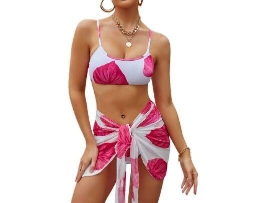 3 Pieces Printed Bikini Set Swimsuit Bathing Suits