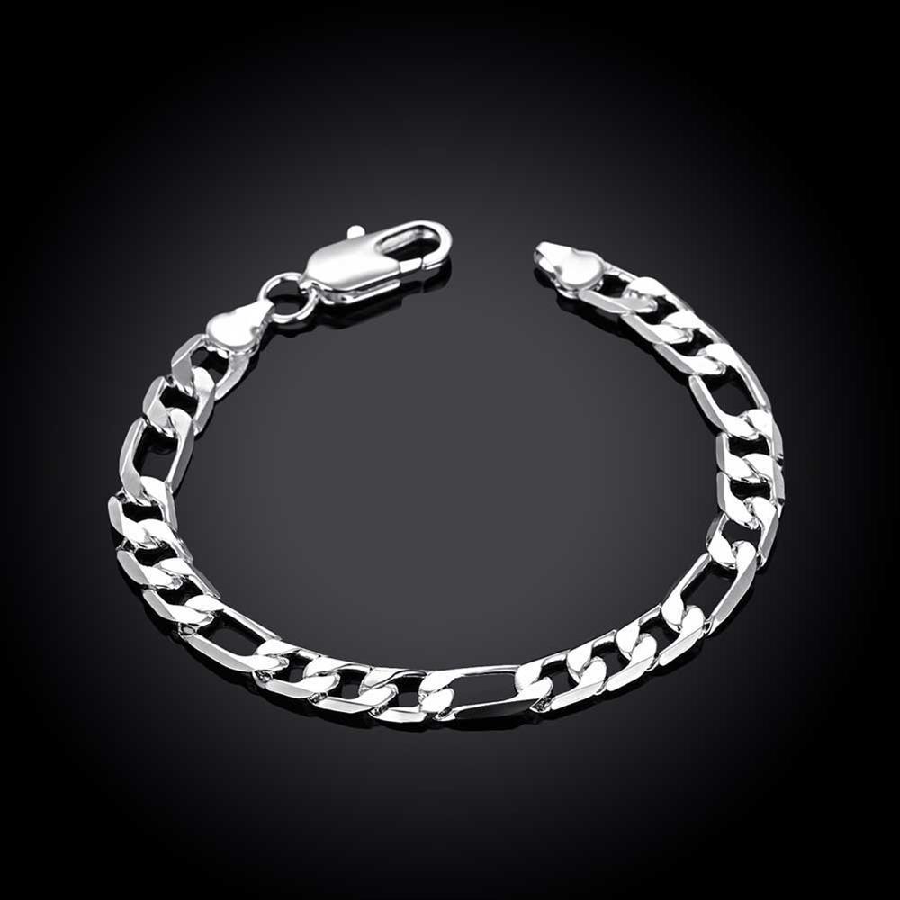 Men  Chain Bracelet Plated  Silver Cuff BanglesFine Jewelry 8 Inch Sideways  Bracelet for Men  Women Party Gifts Wedding Fashion Jewelry