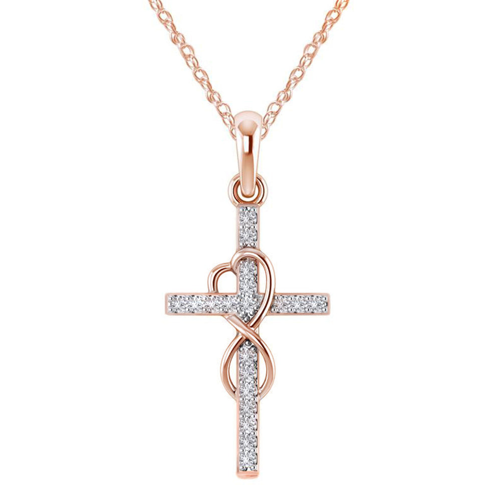 Classic Women Crystal Cross Necklace For Women fASHION Heart Infinity Pendant Necklace Religious Jewelry Christian Baptism Gift