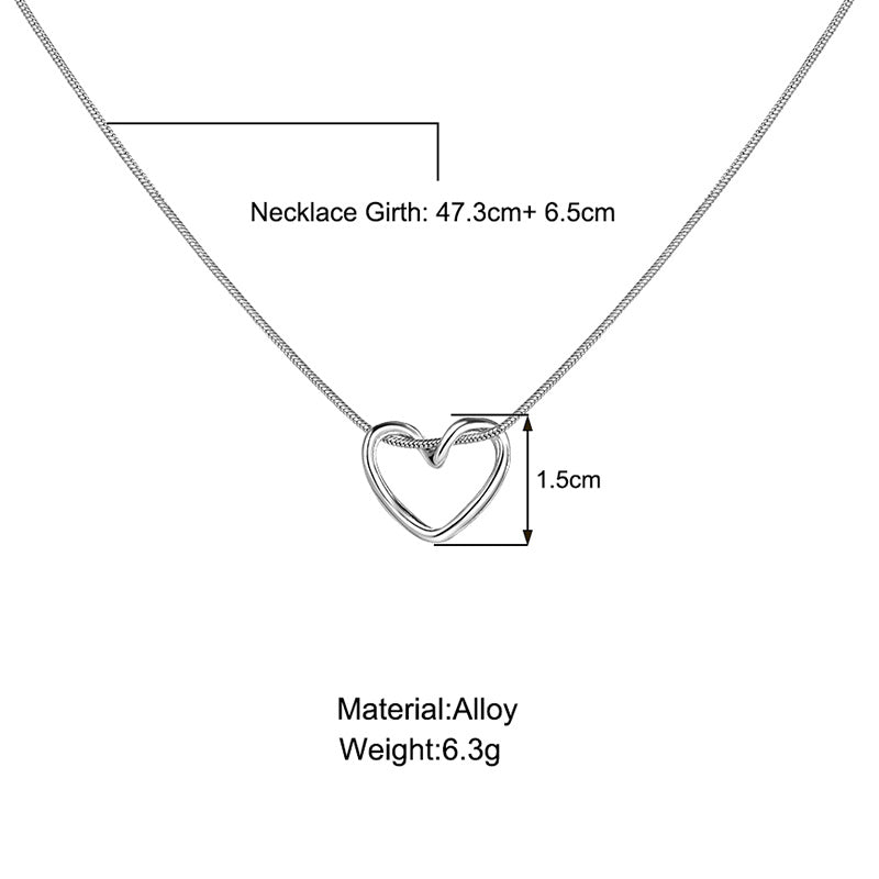 Silver Color Heart Chain Necklace for Women Girls Fashion Minimalist Chain Necklaces 2023 New Trend Jewelry Party Gifts