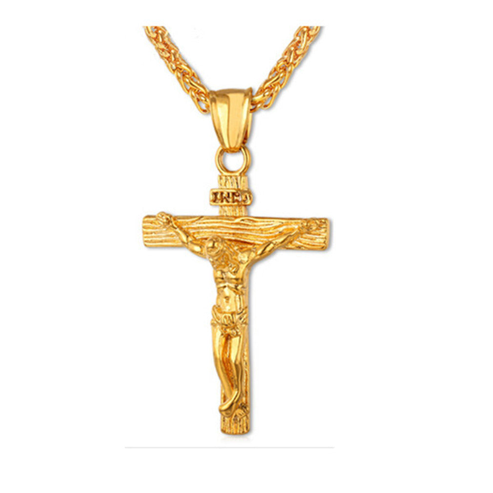 Fashion Men's Jesus Cross Necklace Cross Jewelry Gold Plated Pendant Classic Necklaces for Women Birthday Party Anniversary Gift