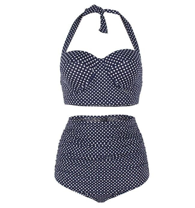 Women Vintage Polka Underwire High Waisted Swimsuit Bathing Suits Bikini