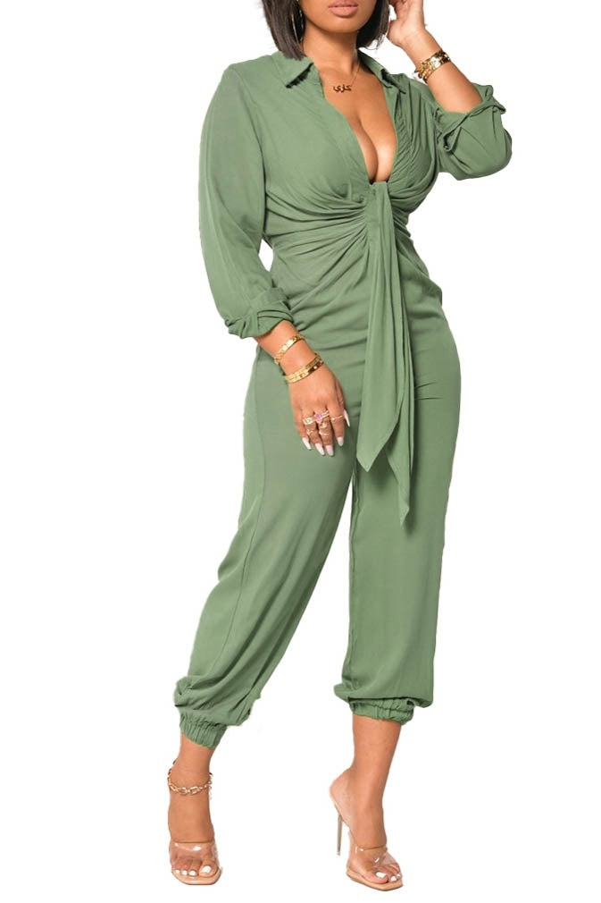 Jumpsuit with Elastic on Ankle