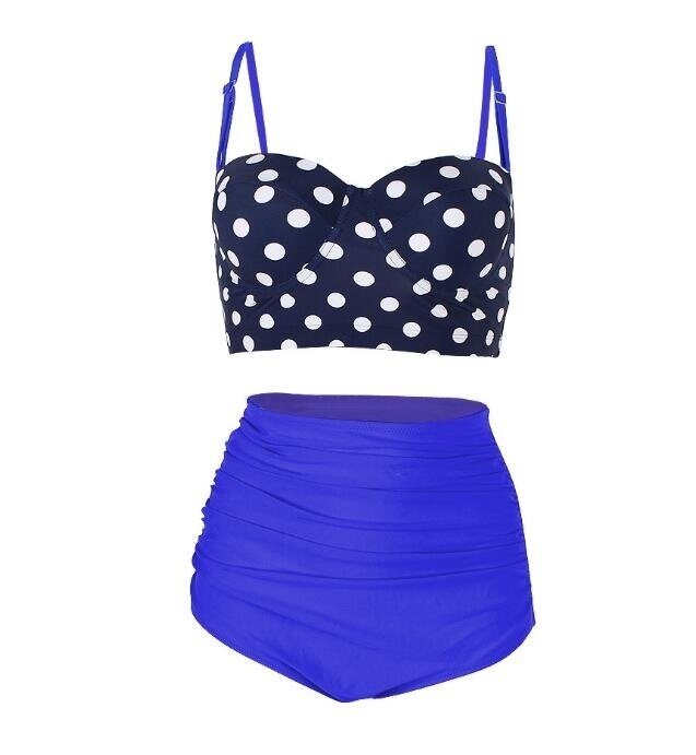 Women Vintage Polka Underwire High Waisted Swimsuit Bathing Suits Bikini