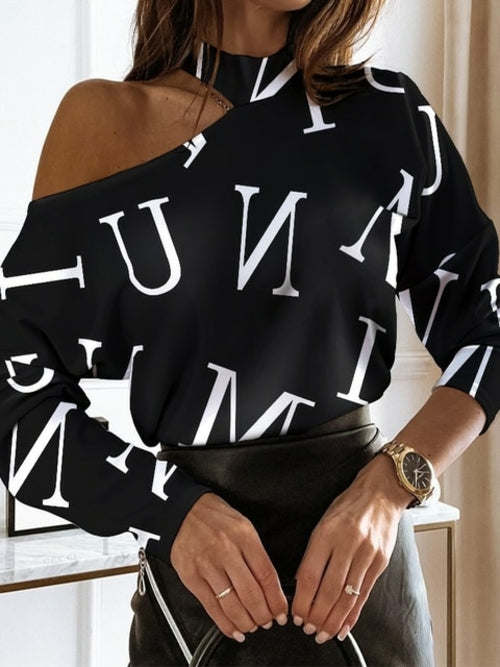 Fashion Woman TOP 2022 Y2k Clothes Geometric Print Long Sleeves Cold