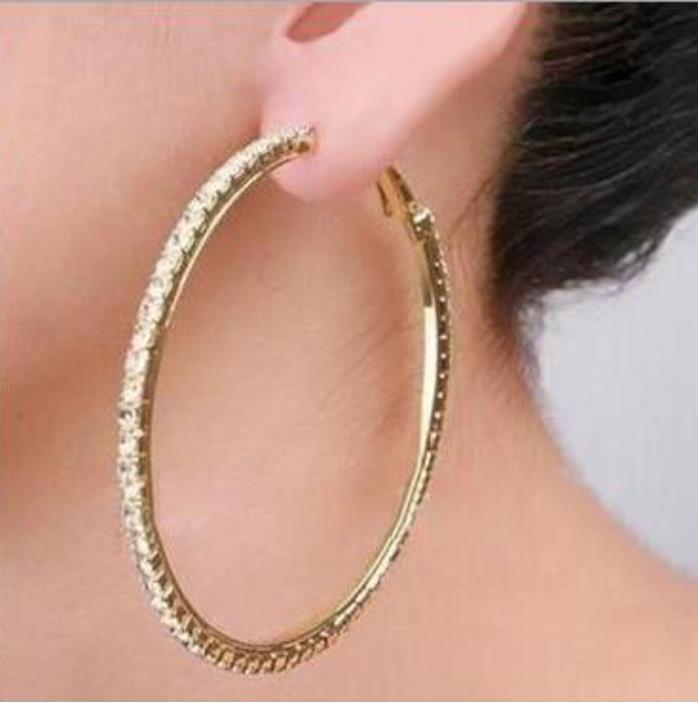 Designer Hoop Earrings 10Pairs/Lot 18K Gold Plated/Silver Plated Circle 5CM Elegant Big Earrings Jewelry Gifts Women Trendy diamond Crystal