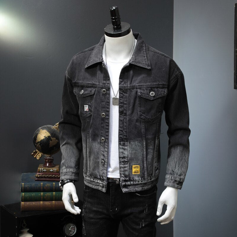 Autumn Mens Denim Jacket Men Trendy Casual Windbreaker Male Bomber Black Gray Cowboy Jeans Jackets Clothing M-5XL