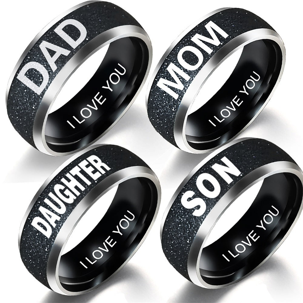 Engraving Text LOVE MOM DAD SON DAUGHTER Stainless Steel Couple Rings For Women And Man Family Ring Couples Jewelry