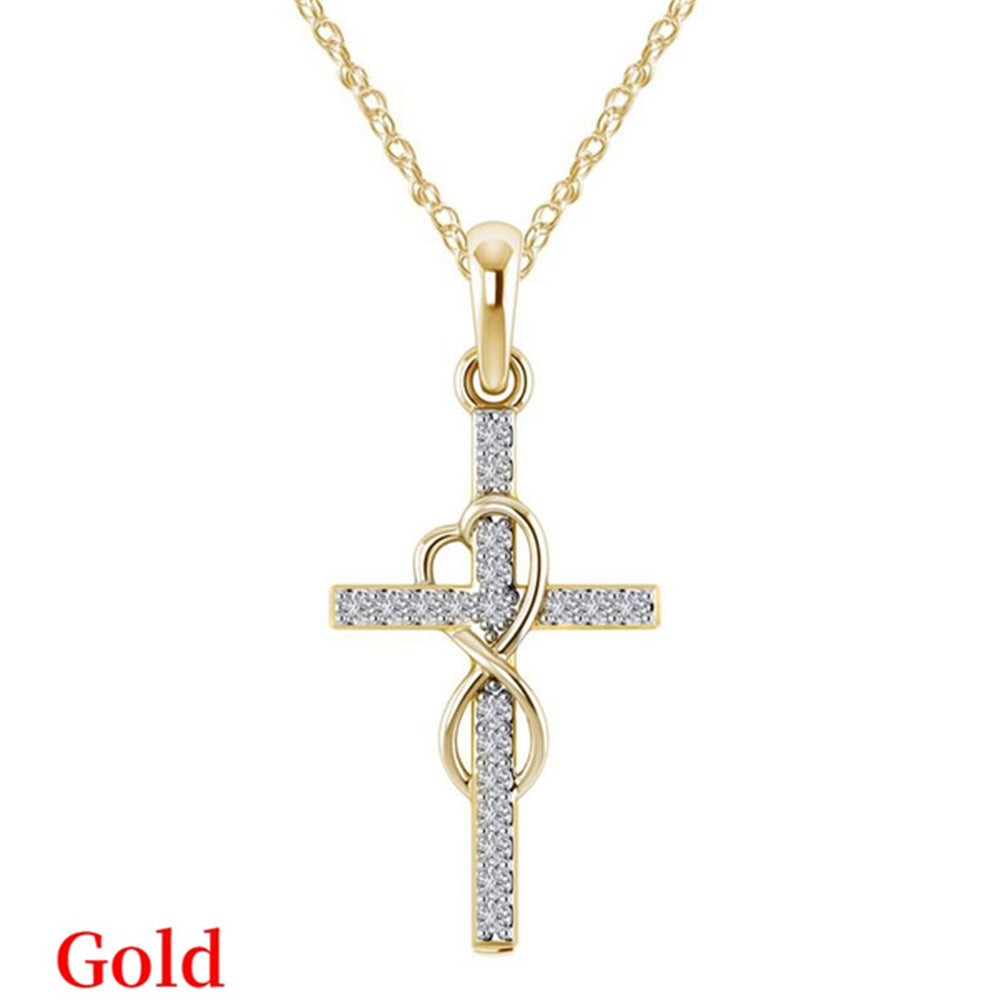 Classic Women Crystal Cross Necklace For Women fASHION Heart Infinity Pendant Necklace Religious Jewelry Christian Baptism Gift