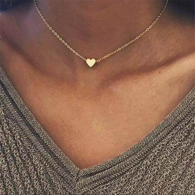 Silver Color Heart Chain Necklace for Women Girls Fashion Minimalist Chain Necklaces 2023 New Trend Jewelry Party Gifts